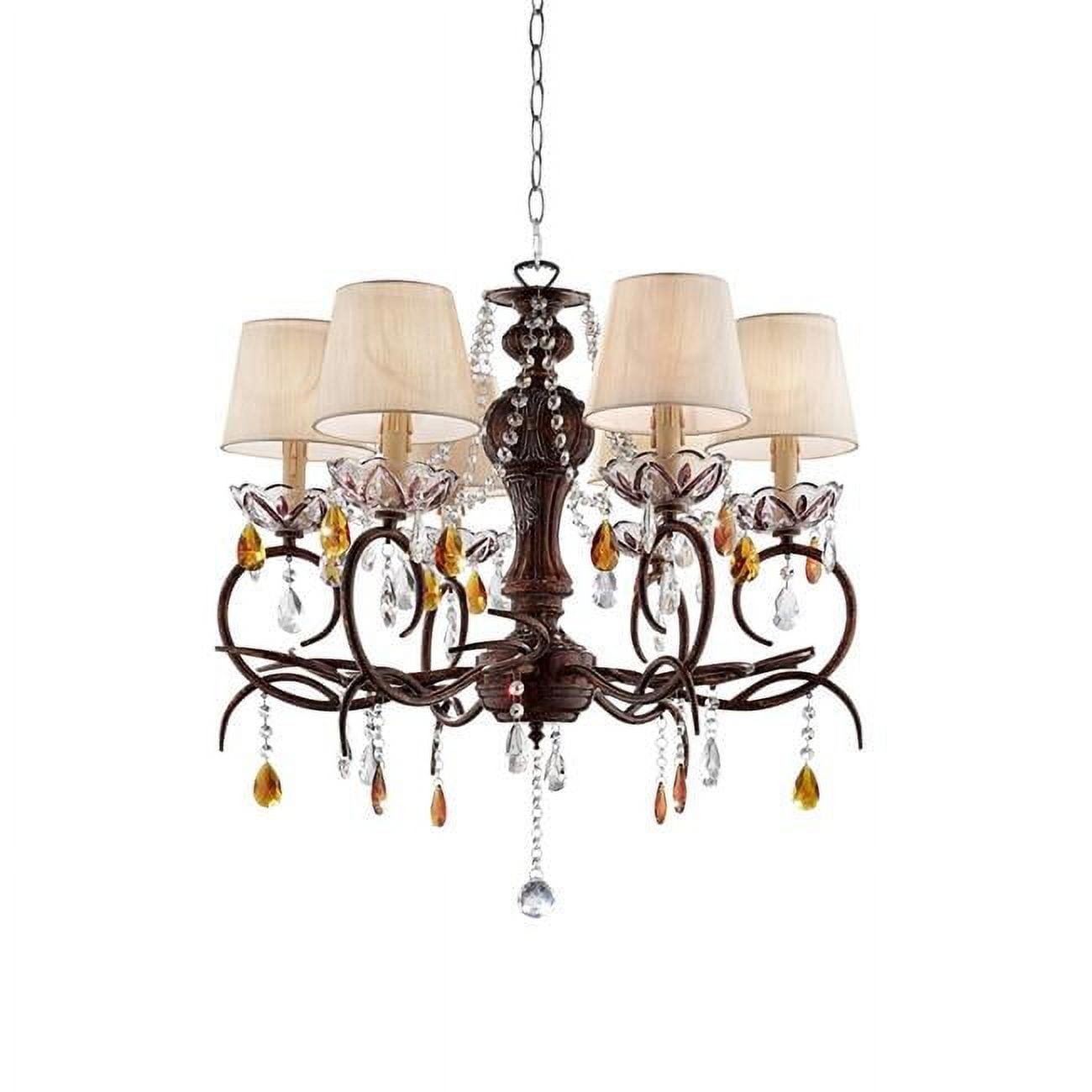 Elegant Burnished Bronze Ceiling Lamp with Clear & Amber Crystals