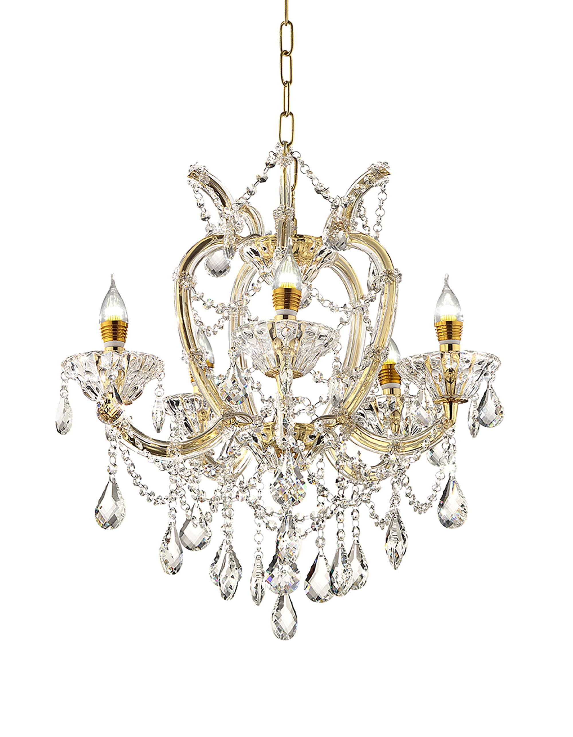 Elegant Empire Gold & Crystal LED Chandelier - 21"x22"