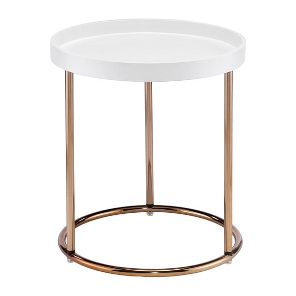 HomeRoots 469062 21.75 x 18.5 x 18.5 in. Copper & White Solid Wood & Steel Round End Table