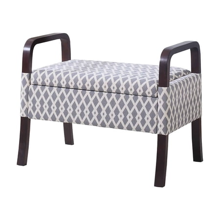 Trellis Print Mid Century Vanity Storage Bench