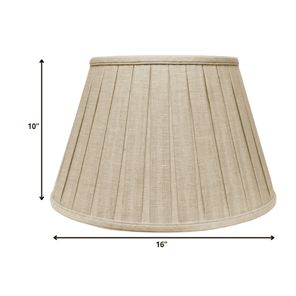 HomeRoots 469862 16 in. Slanted Paperback Linen Lampshade with Box Pleat, Cream