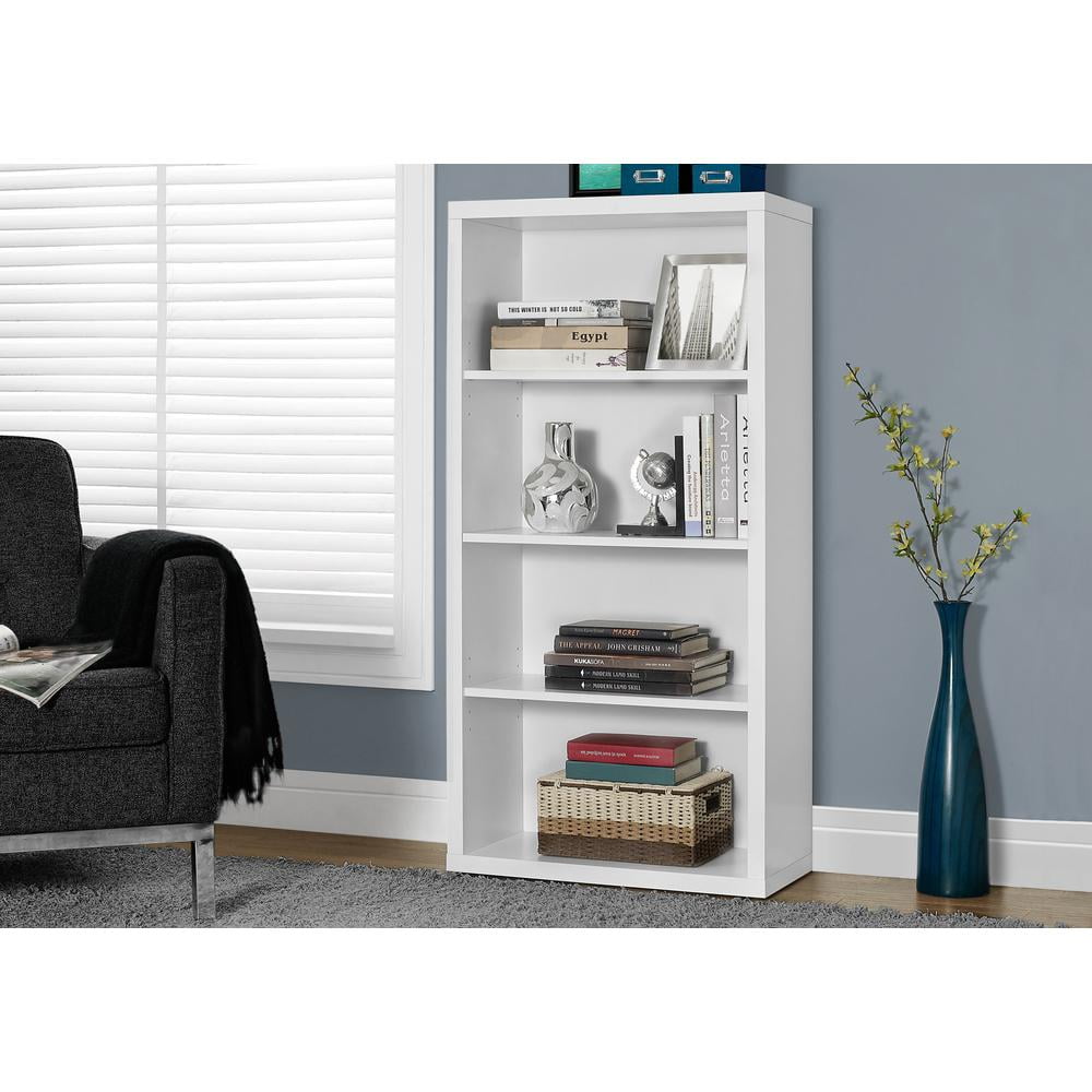 47.5" White Adjustable Particle Board and MDF Bookshelf