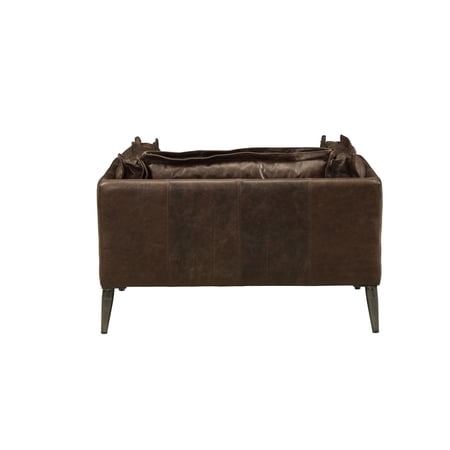 47" Distress Chocolate Top Grain Leather And Black Chair And A Half