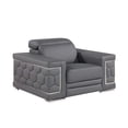 thumbnail image 1 of 47" Granite Gray and Silver Genuine Leather Lounge Chair, 1 of 9
