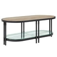 thumbnail image 1 of 47" Sandy Black And Oak Paper Veneer And Metal Oval Coffee Table With Shelf, 1 of 7