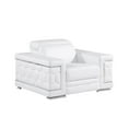 thumbnail image 1 of 47" White and Silver Genuine Leather Lounge Chair, 1 of 10
