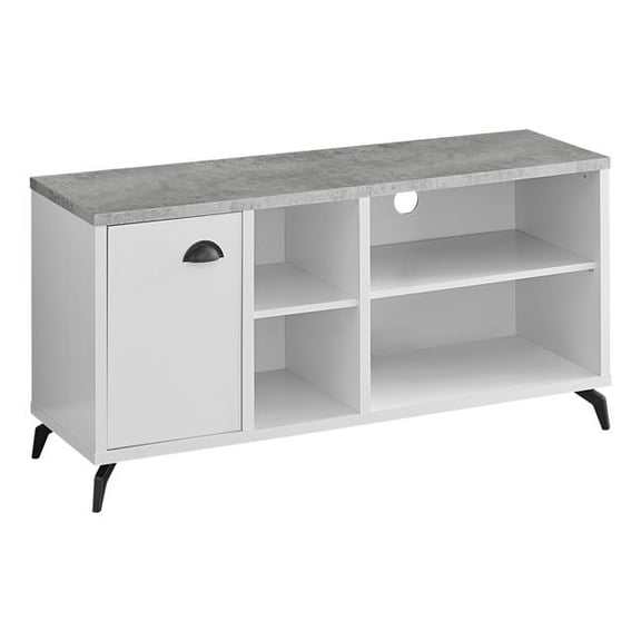 HomeRoots 490367 47 in. Gray & White Rubberwood Enclosed & Open Storage TV Stand