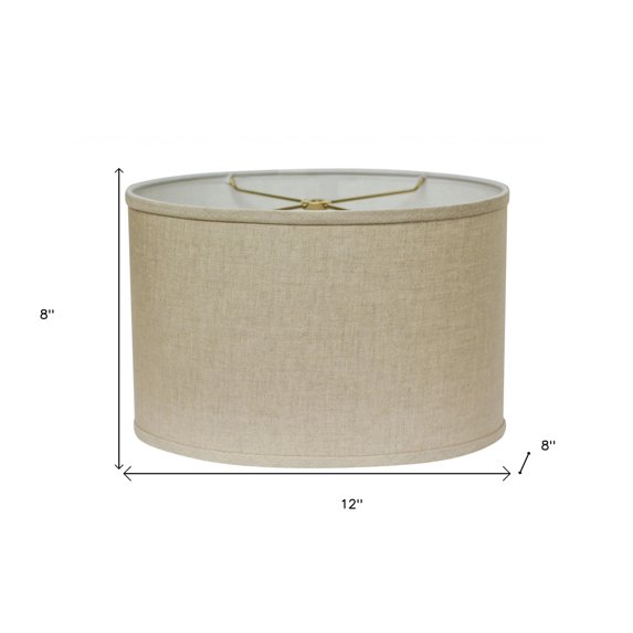 HomeRoots 470204 12 in. Throwback Oval Linen Lampshade Dark Wheat