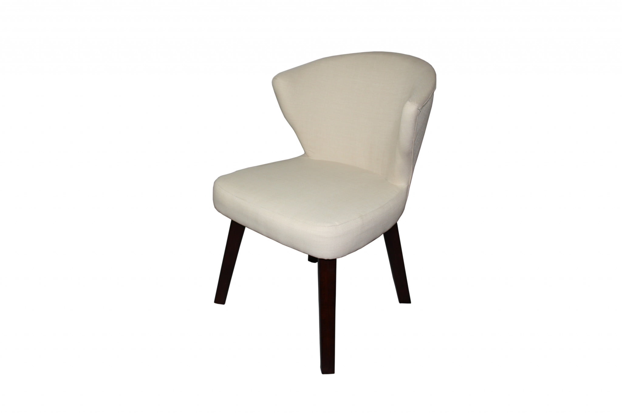 Luxurious Cream Linen & Black Wood Curved Back Accent Chair