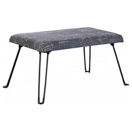 HomeRoots 470325 31 in. Blue & Cream Postcard Upholstered Folding Bench