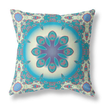 HomeRoots 470499 5 x 18 x 18 in. Yellow & Red Blown Seam Geometric Indoor & Outdoor Throw Pillow