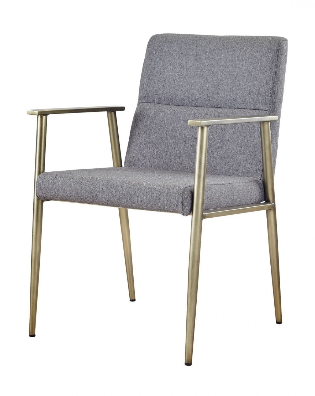 Gray & Antique Brass Upholstered Contemporary Dining Chair