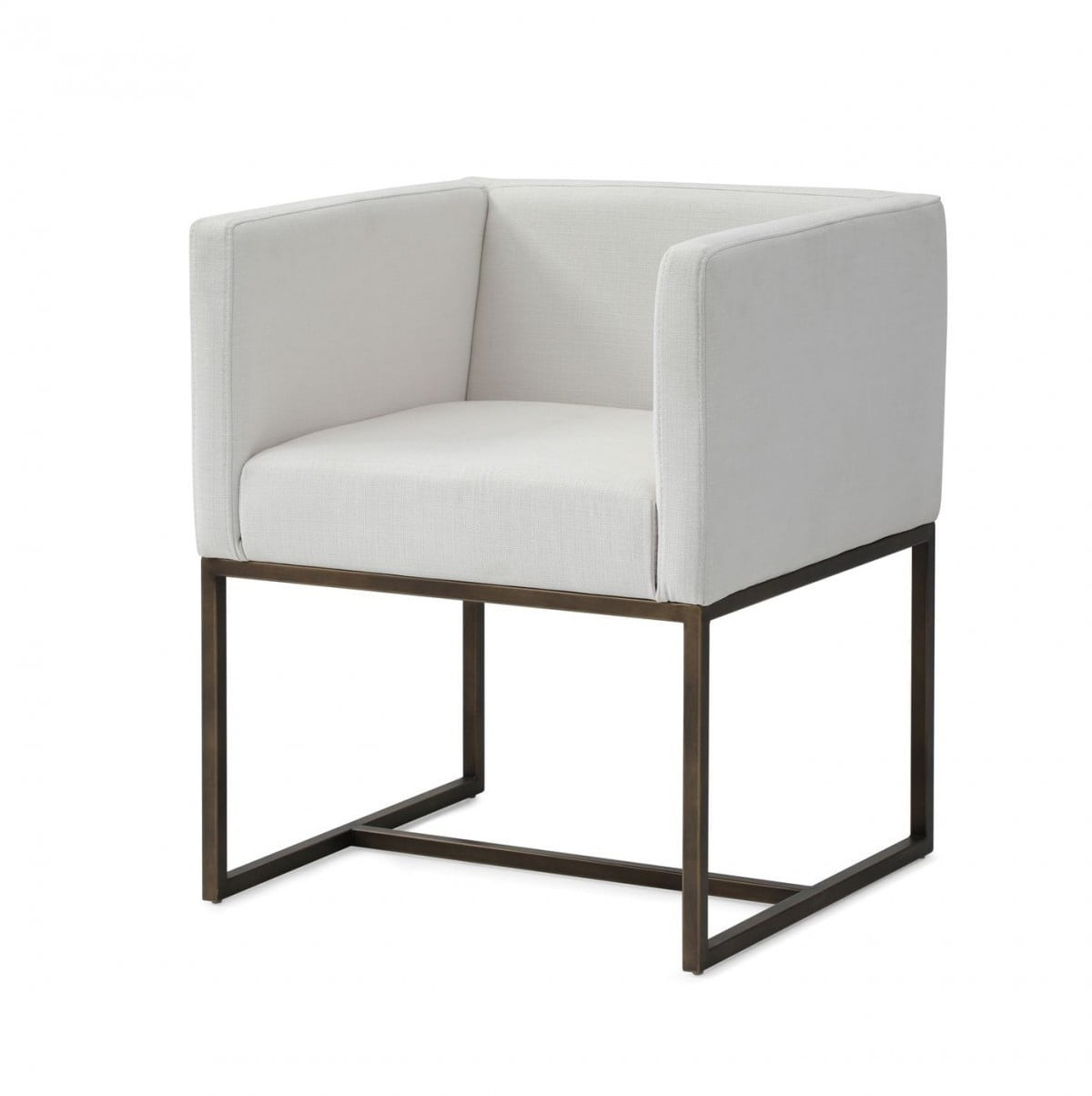 Elegant Off-White Velvet Dining Chair with Brushed Brass Base
