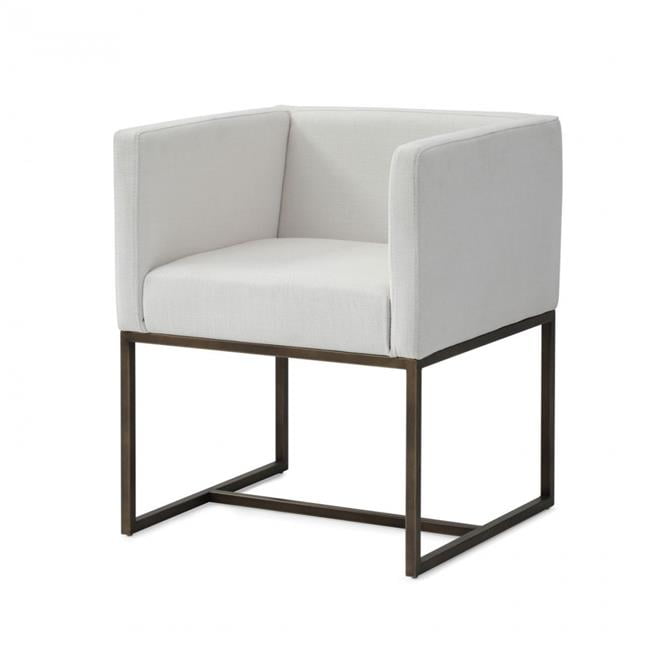 Elegant Off-White Velvet Dining Chair with Brushed Brass Base