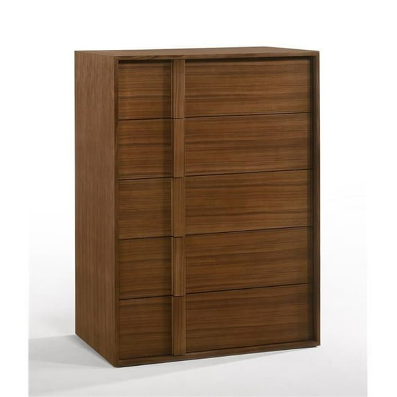 HomeRoots 473073 51 x 36 x 20 in. Walnut Brown Wood Contemporary Five Drawers Dresser