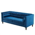 thumbnail image 1 of HomeRoots 473449 Blue Velvet Upholstered Sofa with Bolster Pillows, 1 of 11