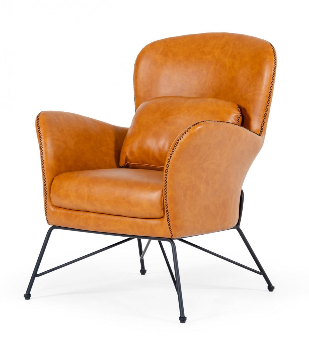 Carmel Brown Faux Leather Modern Accent Chair