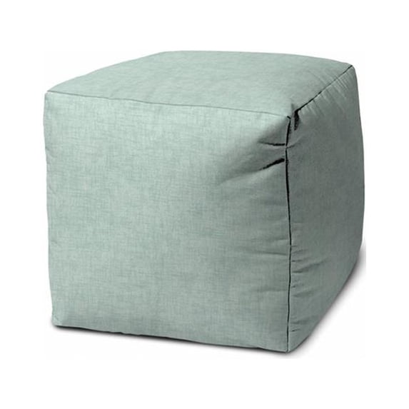 HomeRoots 475085 17 x 17 x 1 in. Green Cube Indoor & Outdoor Pouf Cover