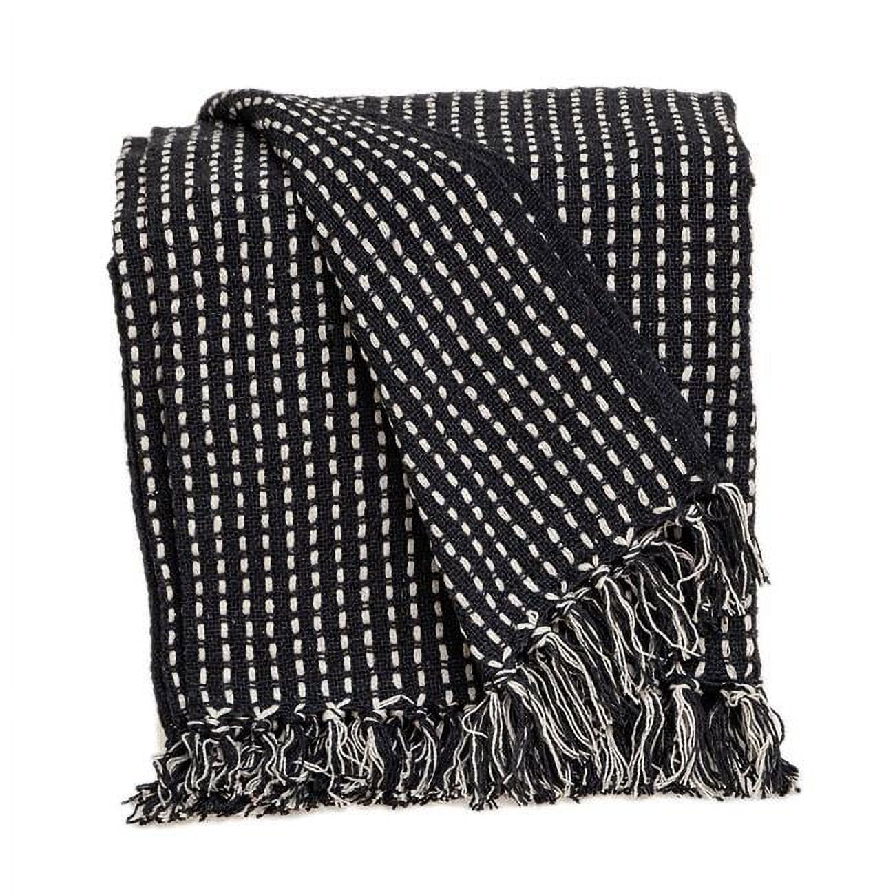 Handloom grey and black woven throw blanket at ?1550