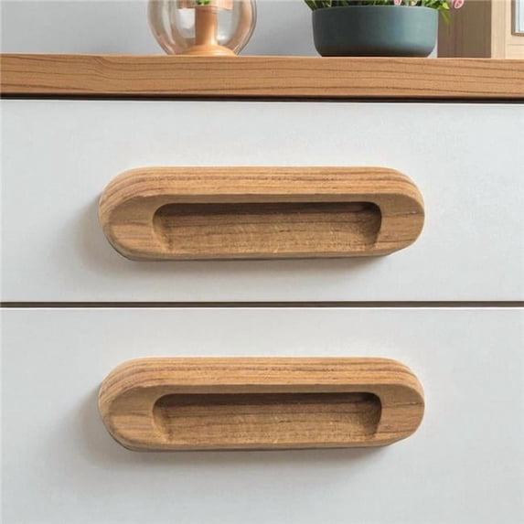 HomeRoots 476577 Brown Teak Wood Drawer Pull Knobs - Set of 2