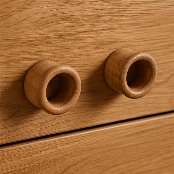 HomeRoots 476585 Brown Wood Round Open Circle Drawer Pull Knobs - Set of 2