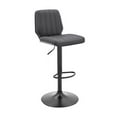 thumbnail image 1 of HomeRoots 476794 44 x 17 x 20 in. Gray Faux Leather & Iron Swivel Adjustable Height Bar Chair, 1 of 5