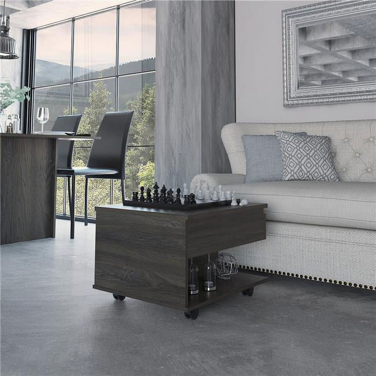 Carbon Espresso Manufactured Wood Lift-Top Coffee Table with Storage