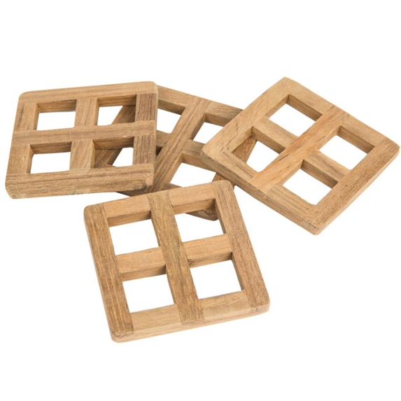HomeRoots 478235 3.00 in. Square Wood Coaster - Set of 4