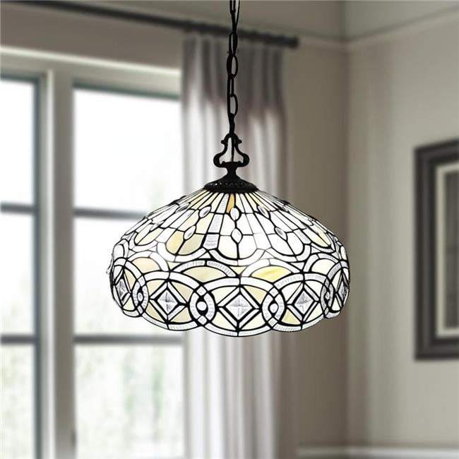 HomeRoots 478321 Black & White Unique Statement Two Light Glass Dimmable Ceiling Light with Shades