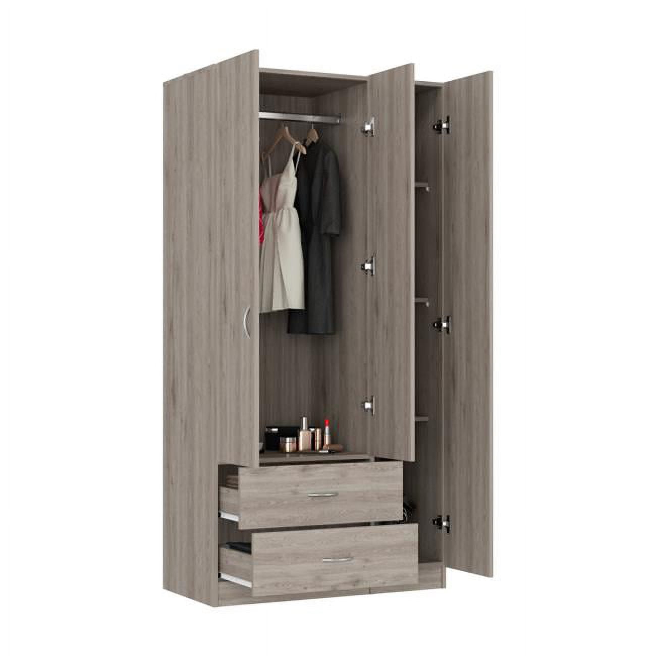 HomeRoots 478411 71.1 x 35.4 x 18.5 in. Light Gray Manufactured Wood Two Drawers Combo Dresser