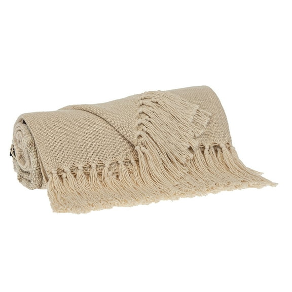 HomeRoots 478668 50 x 60 in. Parkland Transitional Herringbone Rectangle Throw Blankets, Beige