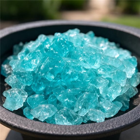 HomeRoots 479088 Aqua Round Reflective Fire Pit Glass