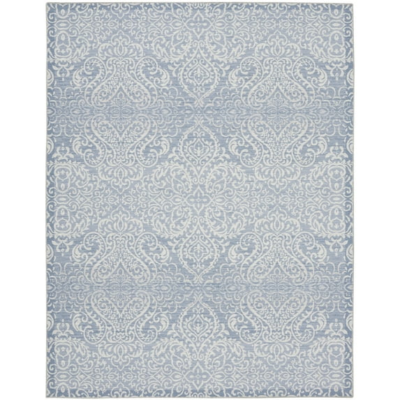 HomeRoots 479757 8 x 10 ft. Slate Damask Distressed Washable Rectangle Area Rug