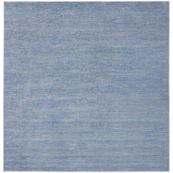 HomeRoots 479799 5 x 5 ft. Blue & Gray Striped Non Skid Indoor & Outdoor Square Area Rug