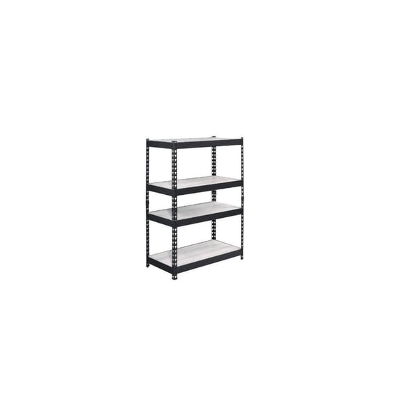 48" Brown and Black Metal Adjustable Four Tier Bookcase