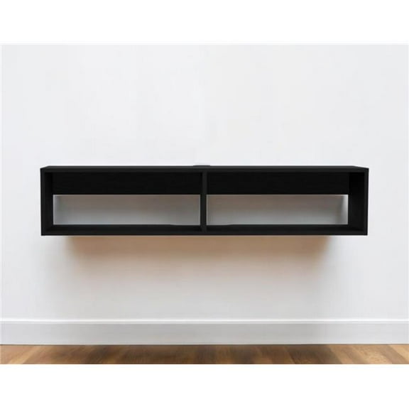 HomeRoots 546405 48 in. Black Floating Mount Entertainment Center