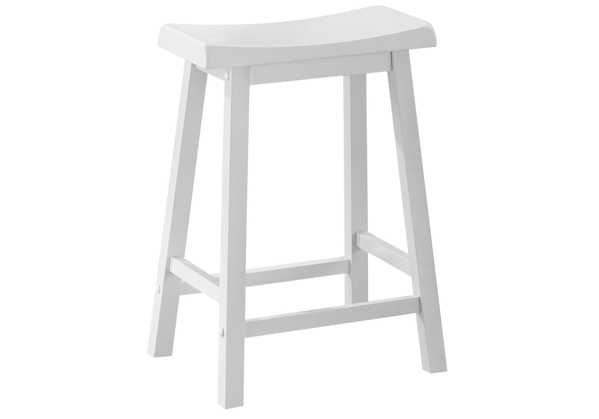 Elegant 48" White Solid Wood & Metal Adjustable Saddle Barstools - Set of 2