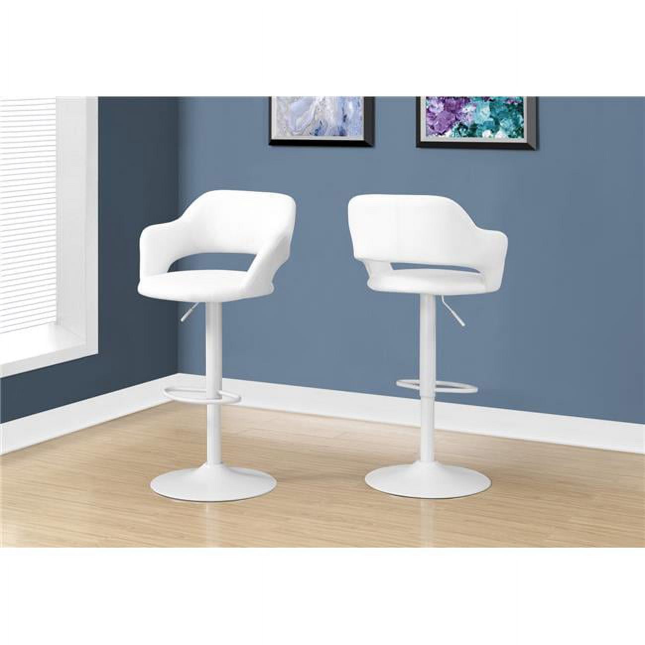 Elegant 48" White Solid Wood & Metal Adjustable Saddle Barstools - Set of 2