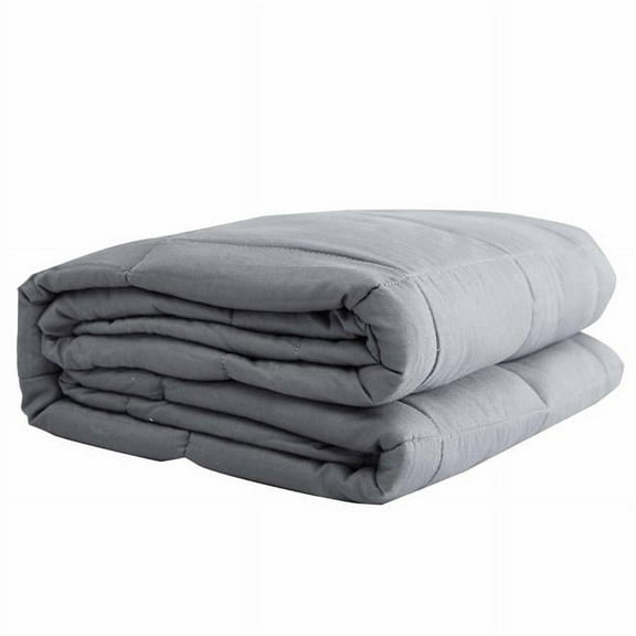 HomeRoots 523953 48 x 72 in. Light Gray Cotton Quilted Plush 15 lbs Weighted Blanket
