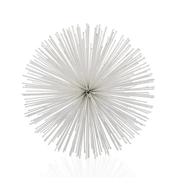 HomeRoots 480037 10 x 10 x 10 in. White Metal Spiky Sphere