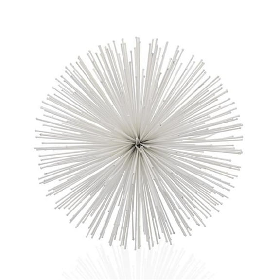 HomeRoots 480037 10 x 10 x 10 in. White Metal Spiky Sphere