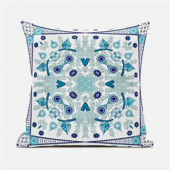 HomeRoots 481354 16 x 16 in. Blue & White Broadcloth Paisley Zippered Pillows