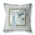 thumbnail image 1 of HomeRoots 481839 5 x 16 x 16 in. White & Blue Bird Blown Seam Abstract Indoor & Outdoor Throw Pillow, 1 of 5