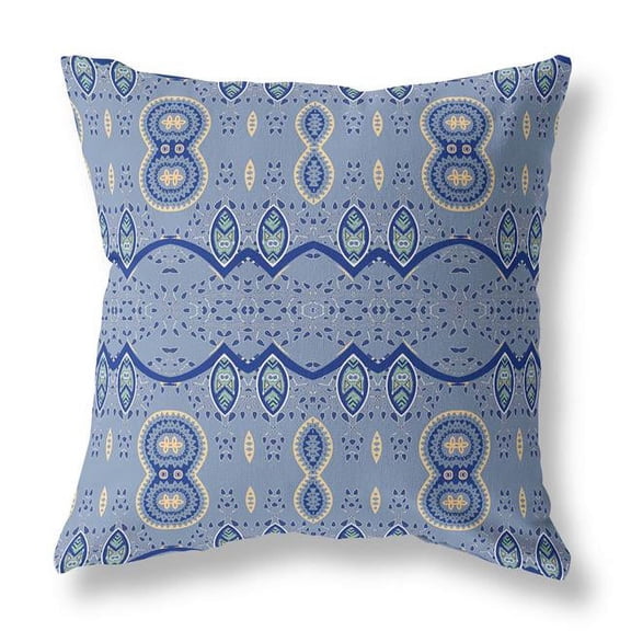 HomeRoots 482169 5 x 16 x 16 in. Muted Navy Blown Seam Paisley Indoor & Outdoor Throw Pillow