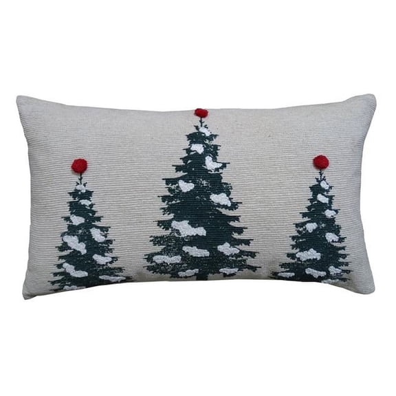 HomeRoots 482276 10 x 14 x 24 in. Red & Green Zippered Cotton Blend Christmas Tree Throw Pillow
