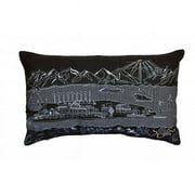 HomeRoots 482492 24 in. Homer Spit Nighttime Skyline Lumbar Decorative Pillow, Black & Grey