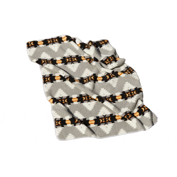 HomeRoots 483448 Faux Sherpa Polyester Reversible Throw, Aztec Grey