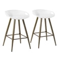 thumbnail image 1 of HomeRoots 483715 29 in. Steel Low Back Counter Height Bar Chairs with Footrest, White & Bronze - Set of 2, 1 of 3