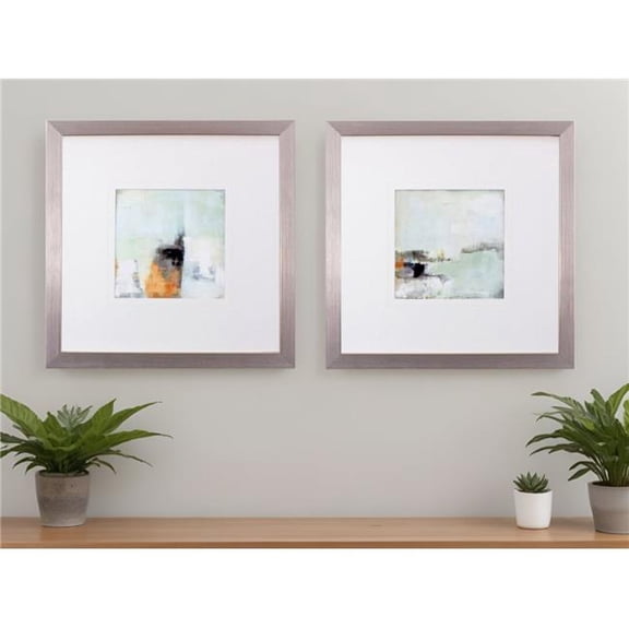 HomeRoots 484213 Bay View Morning Silver Framed Print Wall Art, Set of 2