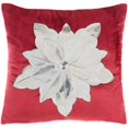 thumbnail image 1 of HomeRoots 484335 5 x 16 x 16 in. Red & Silver Zippered Handmade 100 Percent Cotton Christmas Throw Pillow, 1 of 3